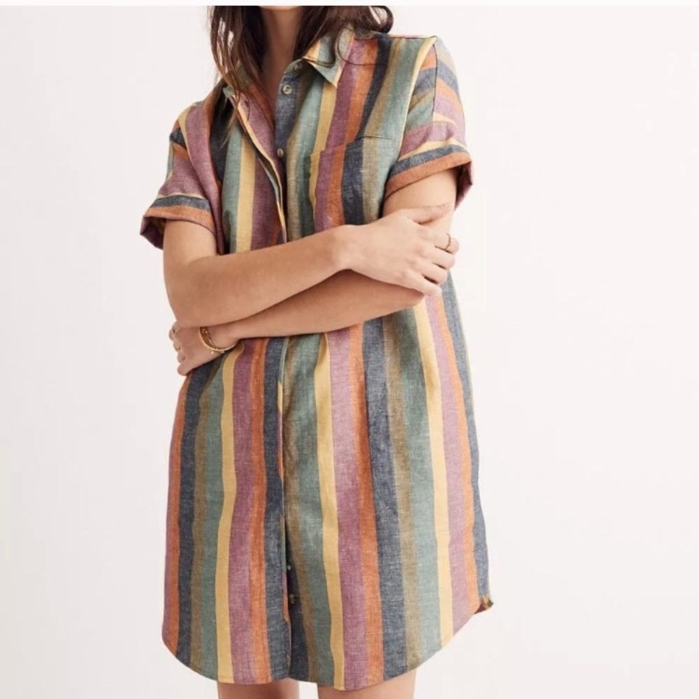 Madewell Courier Rainbow Shirtdress
